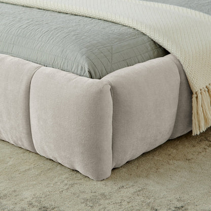 Upholstered Bed Frame with Thick Chenille Fabric, Grounded Platform