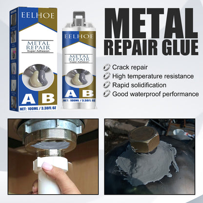 EELHOE Metal Ab Casting Adhesive (50ml)  Metal Repair Agent for Filling Cracks, Sealing Leaks, Quick-Drying Cracks and High-Temperature Resistant Welding