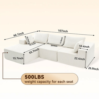 108-inch Modular Combination Sofa, Modern Modular L-shaped Sofa With A