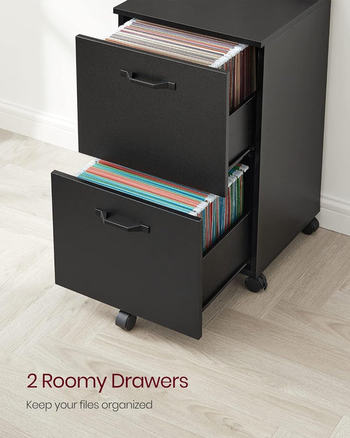 2-Drawer File Cabinet Matte Black For Home Office And Printer Stand