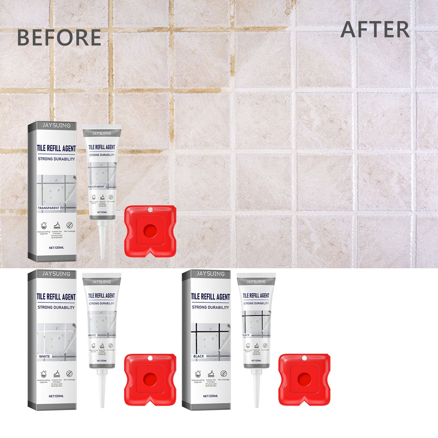 Jaysuing Tile Refill Agent, Kitchen Bathroom Waterproof Floor Mildew Proof Joint Tile Tip Sealant