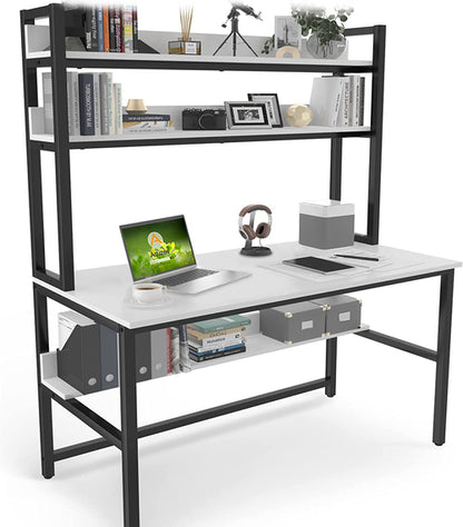 55 Inch Desk With Hutch And Bookshelf Open Shelves