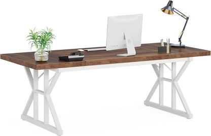 Spacious 70.8 Inch Wooden Executive Desk For Home Office