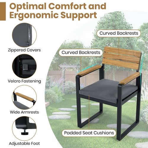 6-Piece Outdoor Dining Set, Acacia Wood, 1 Table with 4 Chairs & 1