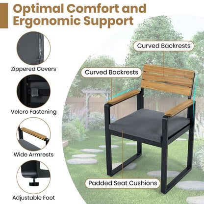 6-Piece Outdoor Dining Set, Acacia Wood, 1 Table with 4 Chairs & 1