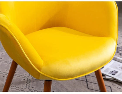 Yellow Velvet Tufted Accent Chair Compact Size Living Room