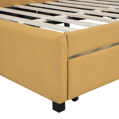 Upholstered Daybed with 2 Storage Drawers Sofa Bed Frame, Linen Fabric