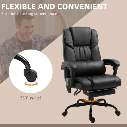 High Back Massage Office Chair With 6 Vibration Points And Footrest