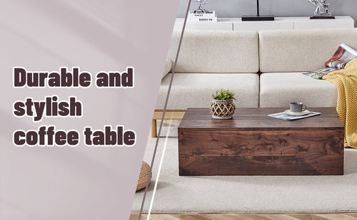 Modern Coffee Table – 39.3" Rectangular Accent Table with Textured