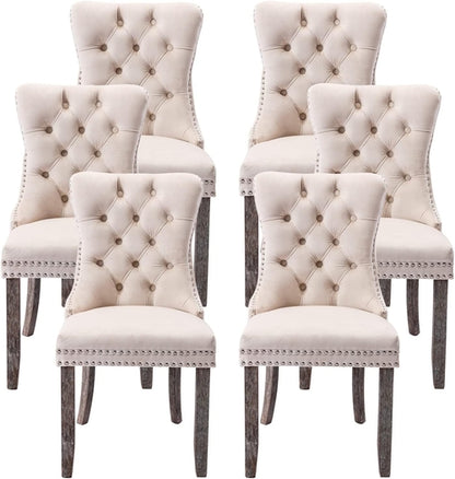 Velvet Dining Chairs Set of 6, Tufted Dining Room Chairs with Button