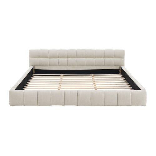 Upholstered Bed Frame with Thick Chenille Fabric, Grounded Platform