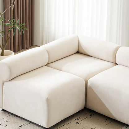 Modular Chenille Sectional Sofa – Modern Curved Upholstered Couch for