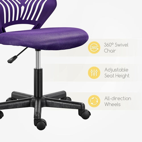 Students Cute Desk Chair Low-Back Armless Study Chair W/Lumbar Support