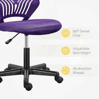 Students Cute Desk Chair Low-Back Armless Study Chair W/Lumbar Support