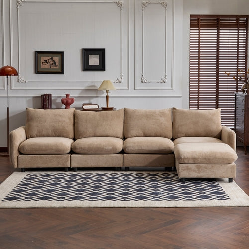 Modular Velvet Sectional Sofa Corner Chair – Convertible Upholstered