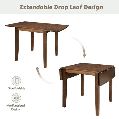 3-Piece Wood Drop Leaf Breakfast Nook Dining Table Set with 2 X-back