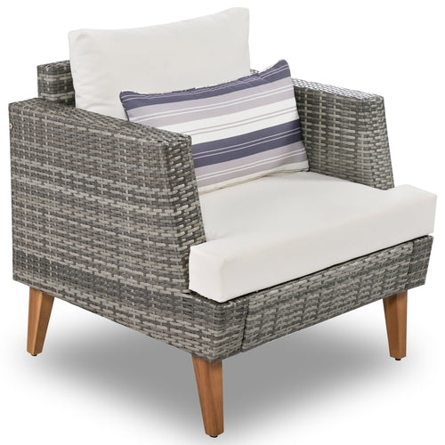 6-Pieces All Weather PE Wicker Sofa Set, Outdoor Rattan sofa With