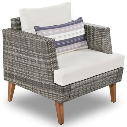 6-Pieces All Weather PE Wicker Sofa Set, Outdoor Rattan sofa With