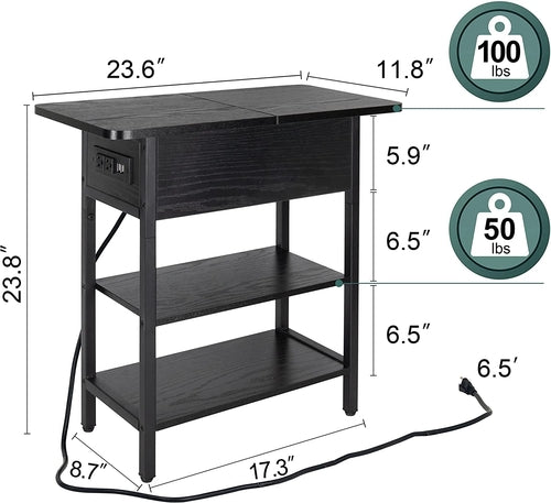 Slim Charging End Table With USB Ports And Outlets