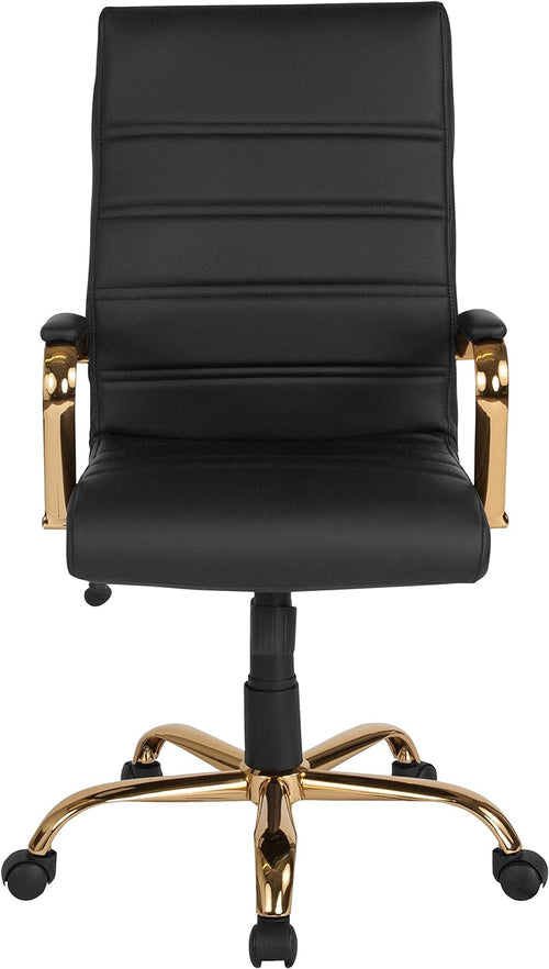 Whitney High-Back Swivel Leathersoft Desk Chair with Padded Seat and
