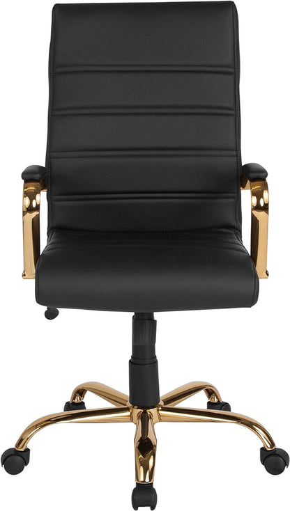 Whitney High-Back Swivel Leathersoft Desk Chair with Padded Seat and