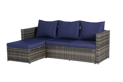 2 Piece Outdoor L-Shaped Wicker Patio Set – Sectional Sofa with