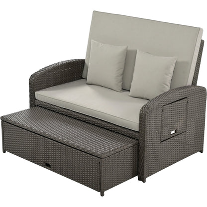 Outdoor Chaise Lounge Rattan White with Adjustable Design for Patio,