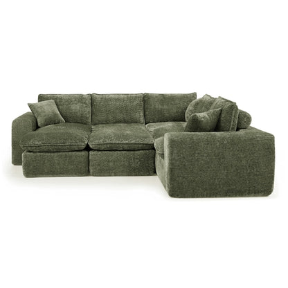 Modern Boucle L-Shaped Sectional Sofa with Two Moveable Ottomans,