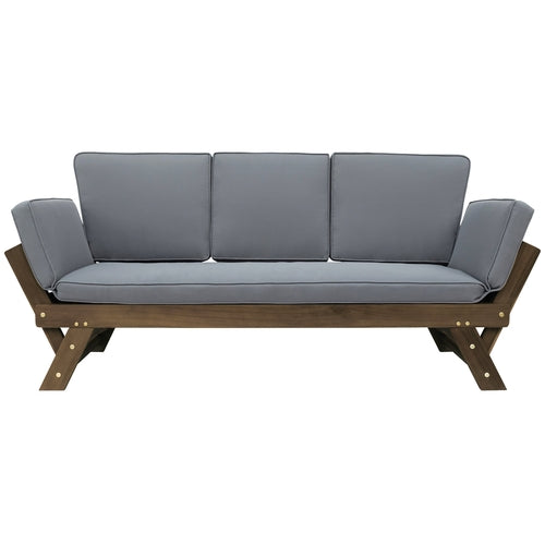 Outdoor Adjustable Patio Wooden Daybed Sofa Chaise Lounge with