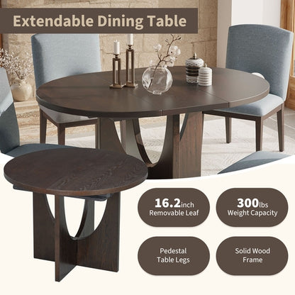 Modern 5-Piece Extendable Round Dining Table Set with 16.2inch