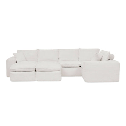 Modern Boucle L-Shaped Sectional Sofa with Two Moveable Ottomans,