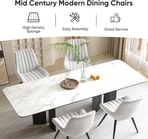 White Upholstered Dining Chairs With Thick Cushions