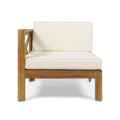 ALCOVE L-Shape Sofa Set Beige Acacia Wood with Water-Resistant