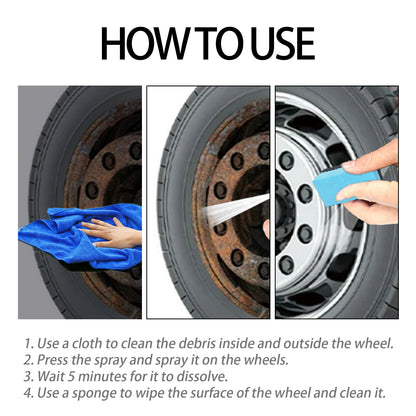 Non-Acid Wheel Cleaner & Bug Remover, Wheel Hub Rim Cleaning Stains Repair Wheel Abnormal Noise Rust Remover