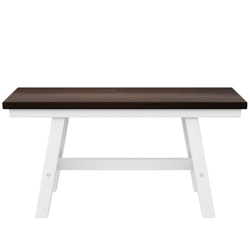 6-Piece Wood Dining Table Set with Long Bench and 4 Dining Chairs,