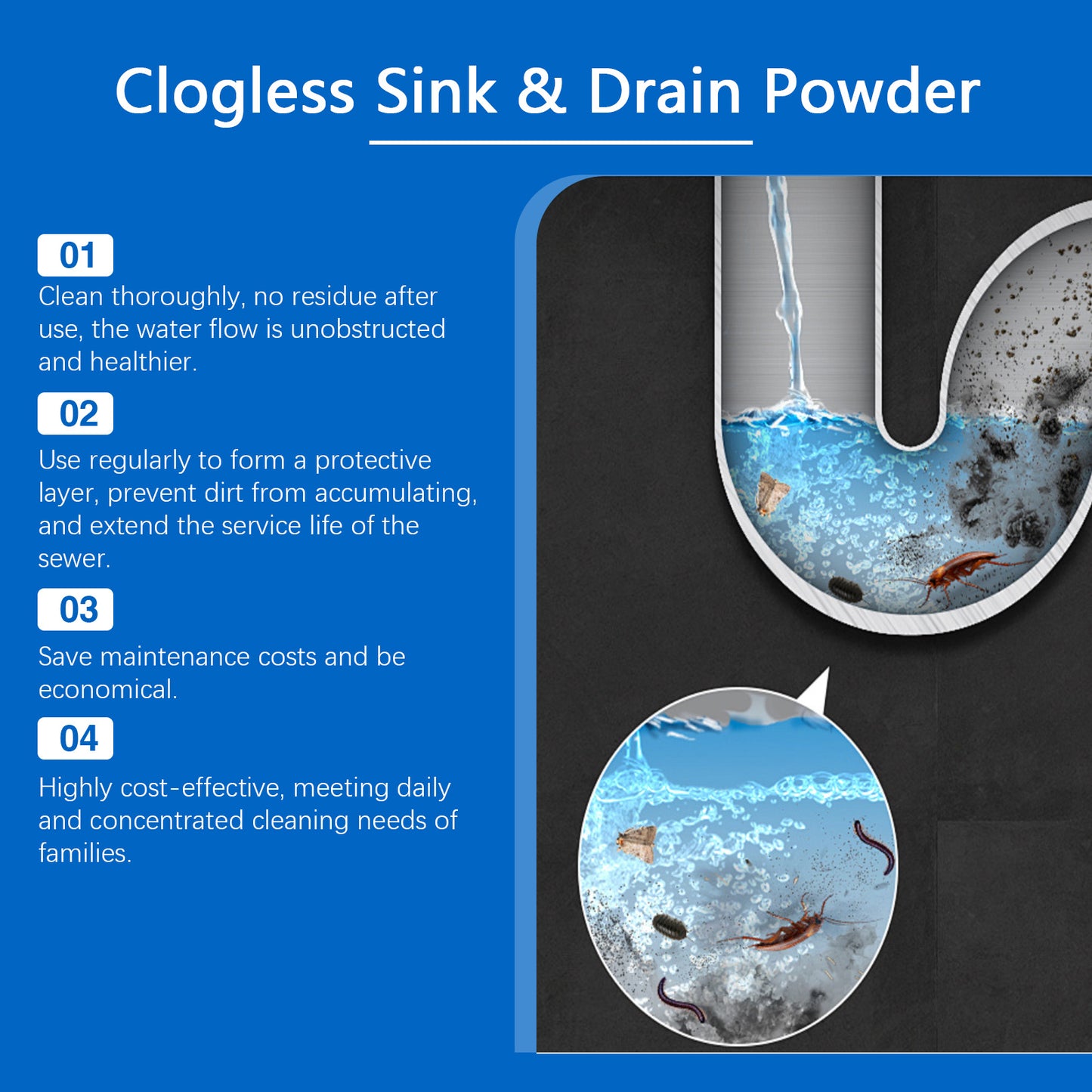 Drain Remover Kitchen Toilet Drain Powder Oil Clogging Deodorant Cleaning Remover