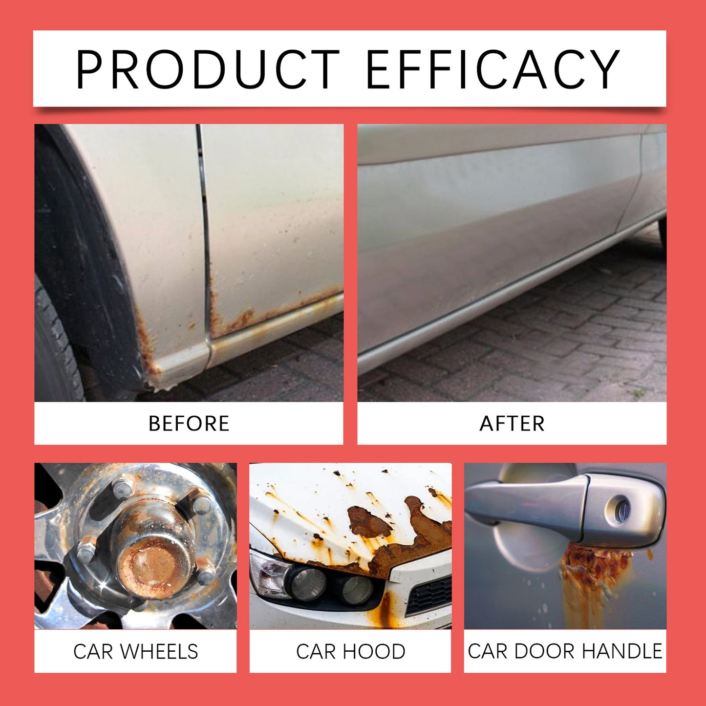 Car Rust Remover Spray, Protective Paint Decontamination To Yellow Rust Removing Lasting Protection Efficient Fast Drying