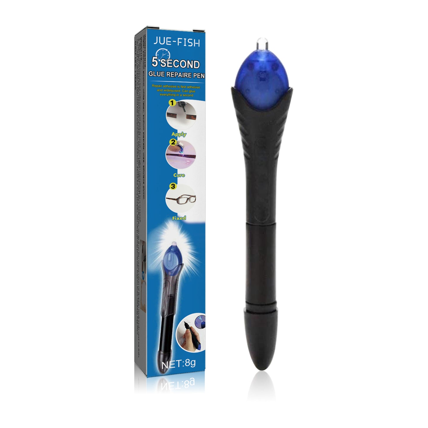 Jue-Fish UV UV Curing Glue Pen, 5 Seconds Repair Plastic Ceramic Cable High And Low Temperature Resistant Adhesive