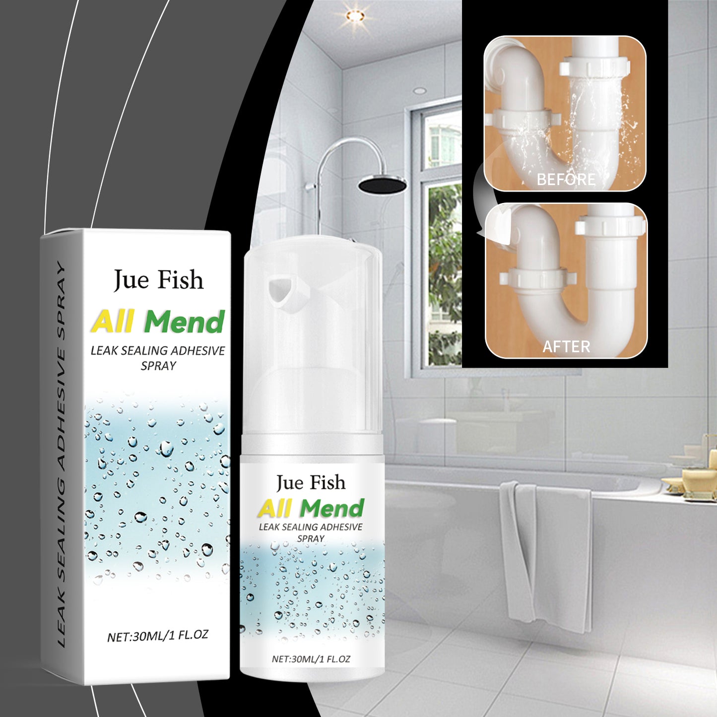 Jue-Fish Leak Sealing Adhesive Spray, Household Instant Seal Leak Sealing Adhesive Spray