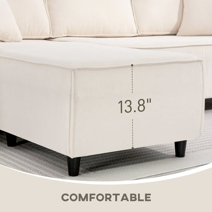 Corner Sofa With Reversible Chaise Lounge, Corduroy L-Shaped Sectional