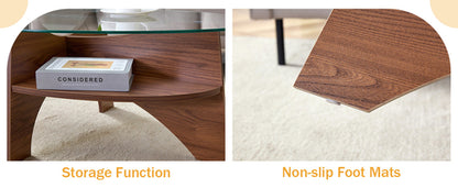 Oval Glass Coffee Table – 41.3" Modern Tempered Glass Table,