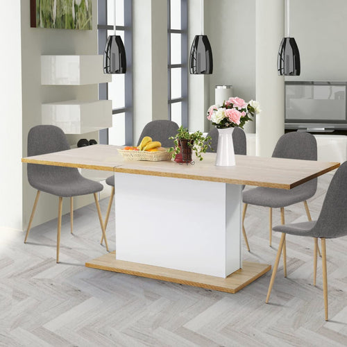 Extensible Dining Table for 4-8P, Wooden Top