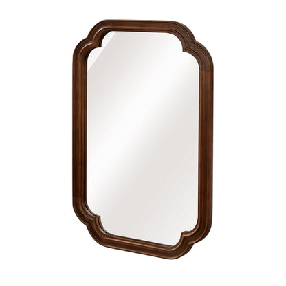 Solid Wood Frame Rounded Corner Decorative Mirror, For Bedroom,