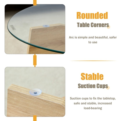 Oval Glass Coffee Table – 41.3" Modern Tempered Glass Table,