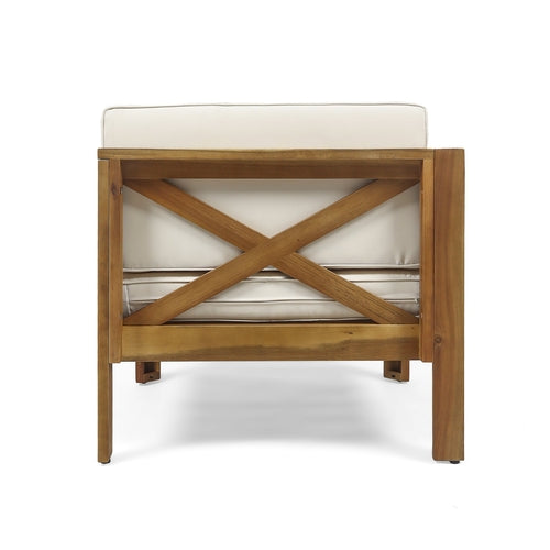 ALCOVE L-Shape Sofa Set Beige Acacia Wood with Water-Resistant