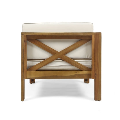 ALCOVE L-Shape Sofa Set Beige Acacia Wood with Water-Resistant