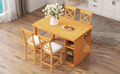 60'Lx30'W Solid Wood Farmhouse Counter Height Dining Table Set with