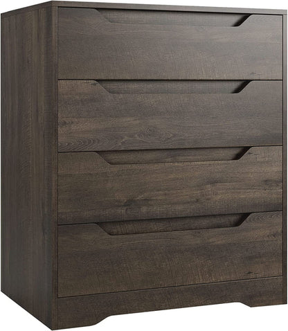 Dark Brown 4 Drawer Dresser For Bedroom Storage And Organization