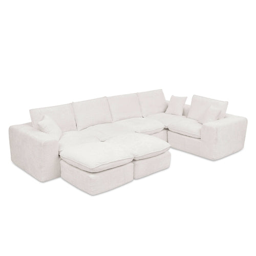 Modern Boucle L-Shaped Sectional Sofa with Two Moveable Ottomans,