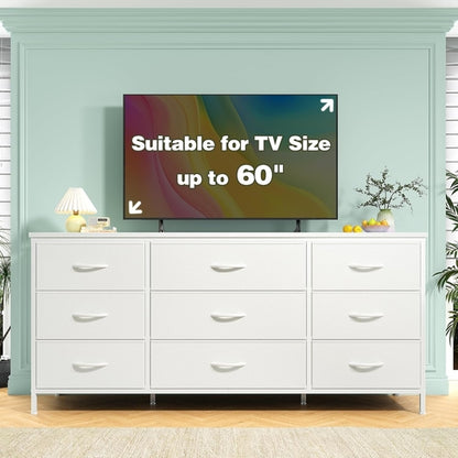 Dresser TV Stand with 9 Drawers for 60'' TV Stand for Bedroom Long